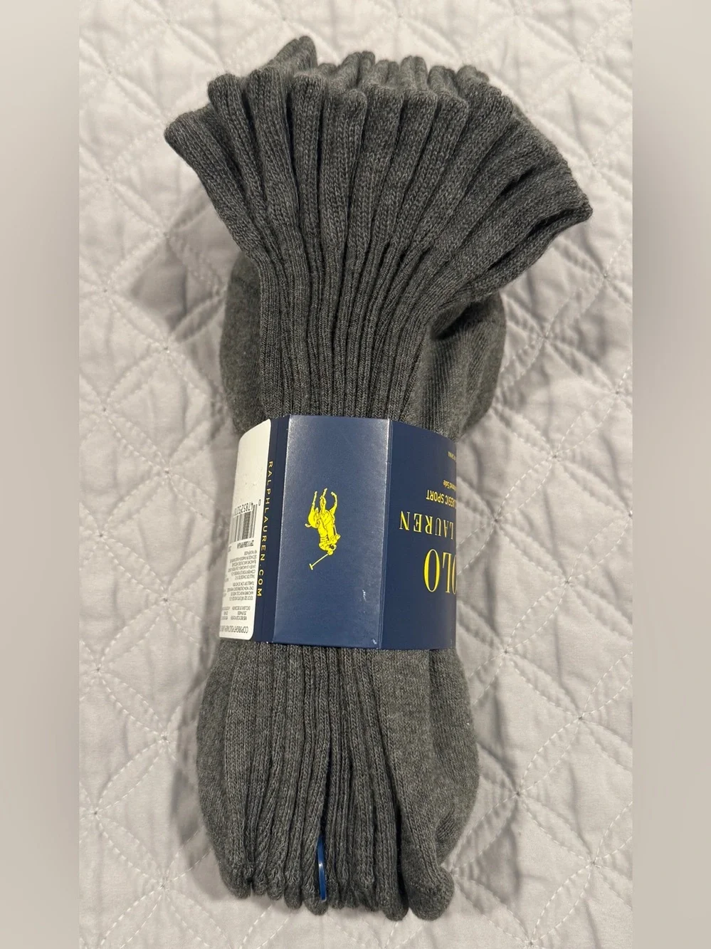 Polo Ralph Lauren Classic Sport Mens Anklets Socks Dark Grey 6 Pairs Size 10-13